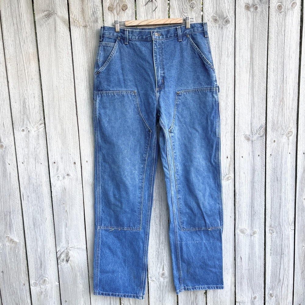 Carhartt B73 DST Double Knee Jean Mens 36x36 Dungaree Fit Medium Wash Blue Denim